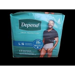 Depend Fit-Flex Underwear Men Size L/G Max Absorbency 17 Ct Pack
